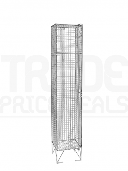 Wire Mesh Locker | Single Door | 1370 x 305 x 380mm | Flat Top