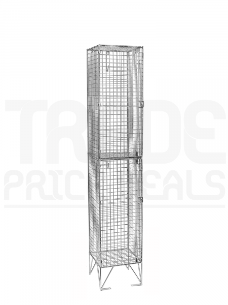 Wire Mesh Locker | 2 Doors | 1370 x 305 x 380mm | Flat Top