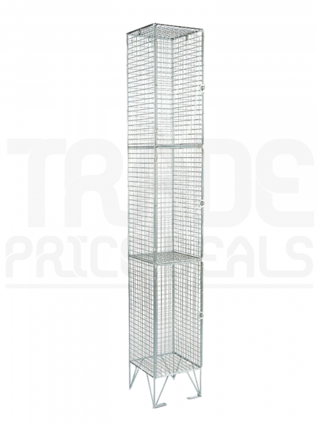 Wire Mesh Locker | 3 Doors | 2110 x 450 x 450mm | Sloping Top