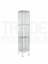 Wire Mesh Locker | 3 Doors | 1500 x 305 x 380mm | Sloping Top