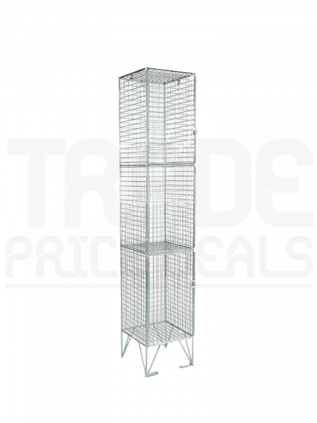 Wire Mesh Locker | 3 Doors | 1500 x 305 x 380mm | Sloping Top