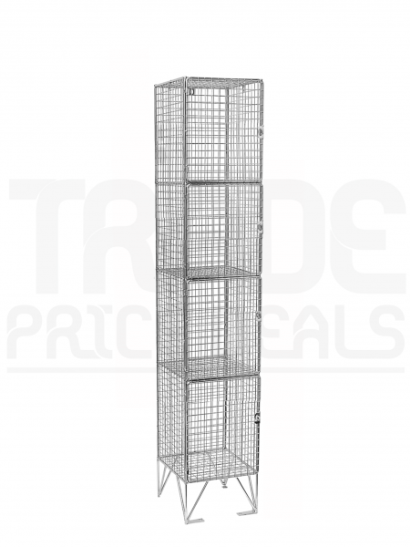 Wire Mesh Locker | 4 Doors | 1370 x 305 x 380mm | Flat Top