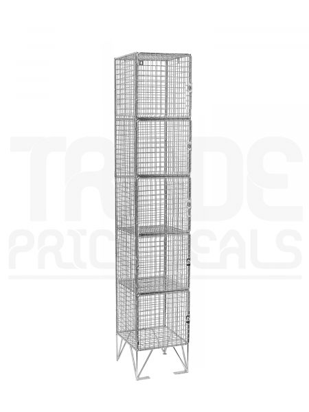 Wire Mesh Locker | 5 Doors | 1370 x 305 x 450mm | Flat Top