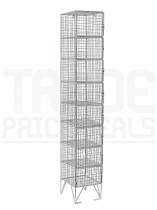 Wire Mesh Locker | 8 Doors | 1980 x 305 x 450mm | Flat Top