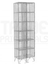 Nest of 2 Wire Mesh Lockers | 6 Doors | 2110 x 305 x 450mm | Sloping Top