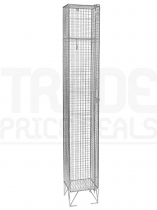 Wire Mesh Locker | 1 Open Compartment | 1980 x 305 x 380mm | Flat Top