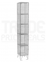 Wire Mesh Locker | 5 Open Compartments | 1980 x 305 x 380mm | Flat Top