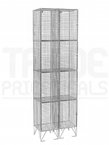 Nest of 2 Wire Mesh Lockers | 4 Open Compartments | 2110 x 305 x 450mm | Sloping Top