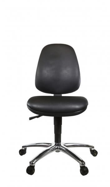 ESD Vinyl Low Chair | High Back | No Arms | Braked Castors | Black | C-Tech