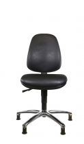 ESD Vinyl Low Chair | High Back | No Arms | Glides | Black | C-Tech