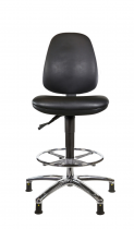 ESD Vinyl Draughtsman Chair | High Back | No Arms | Glides | Black | C-Tech