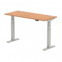 Sit-Stand Desk | 1400 x 600mm | Silver Legs | Oak Top | Cable Ports | Air