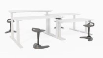 Sit-Stand Desk | 1400 x 600mm | Silver Legs | Oak Top | Cable Ports | Air