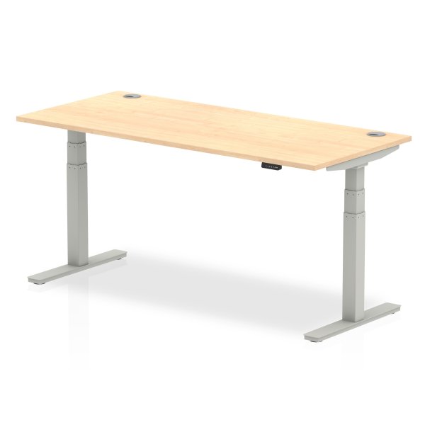 Sit-Stand Desk | 1800 x 800mm | Silver Legs | Maple Top | Cable Ports | Air