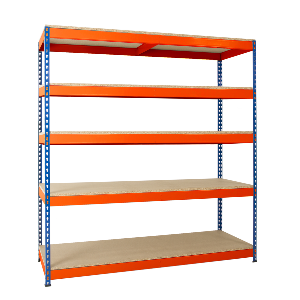 Heavy Duty Racking | 1830h x 1525w x 457d mm | Chipboard Shelves | 500kg Max Weight per Shelf | 5 Levels | Blue & Orange | TradeMax UHD