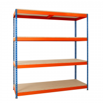 Heavy Duty Racking | 2745h x 2135w x 457d mm | Chipboard Shelves | 450kg Max Weight per Shelf | 4 Levels | Blue & Orange | TradeMax UHD