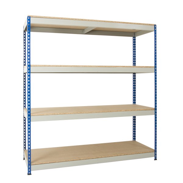 Heavy Duty Racking | 1830h x 915w x 305d mm | Chipboard Shelves | 600kg Max Weight per Shelf | 4 Levels | Blue & Grey | TradeMax UHD