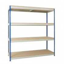 Heavy Duty Racking | 1830h x 2440w x 305d mm | Chipboard Shelves | 400kg Max Weight per Shelf | 4 Levels | Blue & Grey | TradeMax UHD