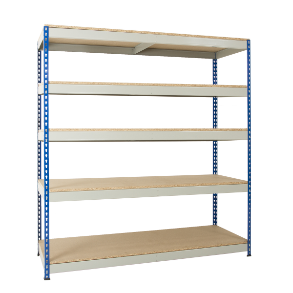 Heavy Duty Racking | 1830h x 1220w x 457d mm | Chipboard Shelves | 550kg Max Weight per Shelf | 5 Levels | Blue & Grey | TradeMax UHD