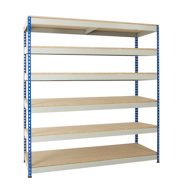 Heavy Duty Racking | 1830h x 915w x 457d mm | Chipboard Shelves | 600kg Max Weight per Shelf | 6 Levels | Blue & Grey | TradeMax UHD