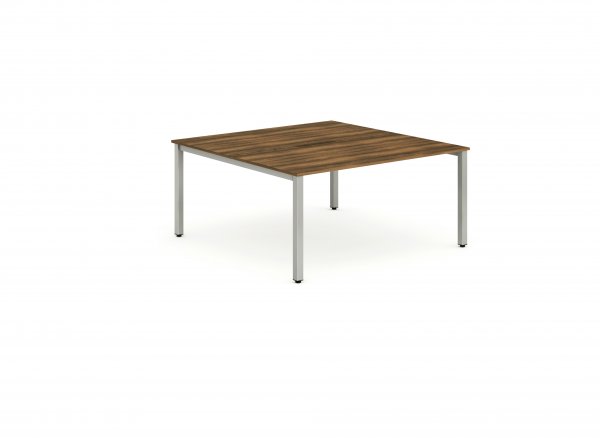 Bench Desk | 1.2 x 1.6m | Back to Back | 2 Person | Silver Legs | Walnut Top | Evolve Plus