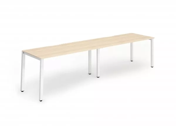 Bench Desk 2.4 x 0.8m Single Row 2 Person White Legs