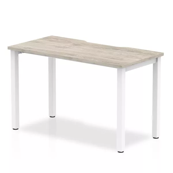 Grey desk deals with wood top