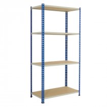 Industrial Shelving | 1830h x 1220w x 457d mm | Chipboard Shelves | 120kg Max Weight per Shelf | 4 Levels | Blue & Grey | TradeMax HD