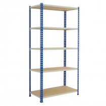 Industrial Shelving | 1980h x 1220w x 305d mm | Chipboard Shelves | 120kg Max Weight per Shelf | 5 Levels | Blue & Grey | TradeMax HD