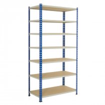 Industrial Shelving | 1980h x 915w x 610d mm | Chipboard Shelves | 150kg Max Weight per Shelf | 7 Levels | Blue & Grey | TradeMax HD