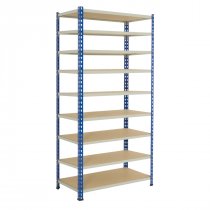 Industrial Shelving | 1980h x 915w x 305d mm | Chipboard Shelves | 150kg Max Weight per Shelf | 9 Levels | Blue & Grey | TradeMax HD