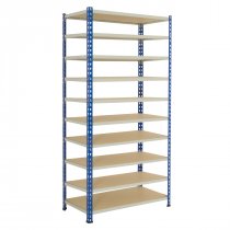 Industrial Shelving | 1830h x 915w x 610d mm | Chipboard Shelves | 150kg Max Weight per Shelf | 10 Levels | Blue & Grey | TradeMax HD