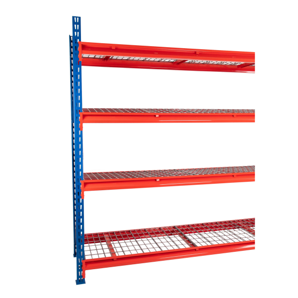 TS Longspan Racking | Extension Bay | 2492 x 1892 x 1233mm | Mesh Shelves | 4 Levels | 500kg Max Weight per Shelf