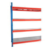 TS Longspan Racking | Extension Bay | 3000 x 2502 x 928mm | Solid Steel Shelves | 4 Levels | 600kg Max Weight per Shelf