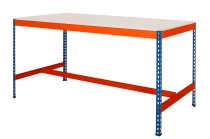 Industrial Workbench | T-Bar | 915h x 1220w x 915d mm | MFC Top | 400kg Max Weight per Shelf | Blue & Orange | TradeMax UHD