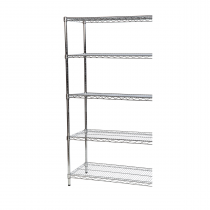 Extension Bay | Chrome Wire Shelving | 1625h x 1220w x 305d mm | 5 Levels | 300kg Max Weight per Shelf | Eclipse®