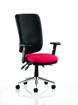 Operator Chair | High Back | Height Adjustable Arms | Castors | Bergamot Cherry Red Seat | Black Back | Chiro