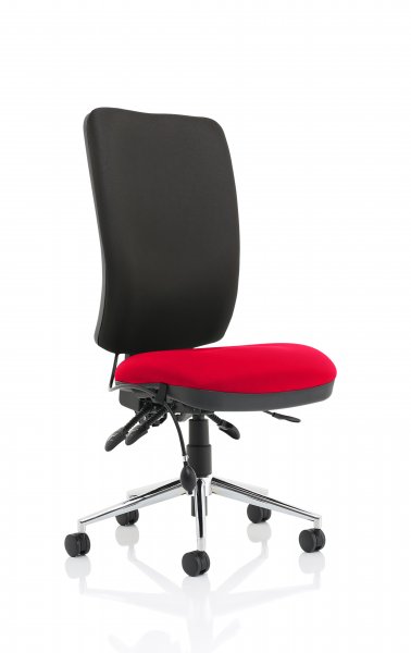 Operator Chair | High Back | No Arms | Castors | Bergamot Cherry Red Seat | Black Back | Chiro