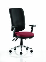 Operator Chair | High Back | Height Adjustable Arms | Castors | Ginseng Chilli Red Seat | Black Back | Chiro