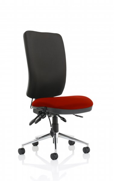 Operator Chair | High Back | No Arms | Castors | Ginseng Chilli Red Seat | Black Back | Chiro