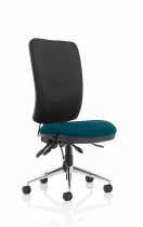 Operator Chair | High Back | No Arms | Castors | Maringa Teal Seat | Black Back | Chiro