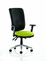 Operator Chair | High Back | Height Adjustable Arms | Castors | Myrrh Green Seat | Black Back | Chiro