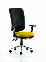 Operator Chair | High Back | Height Adjustable Arms | Castors | Senna Yellow Seat | Black Back | Chiro