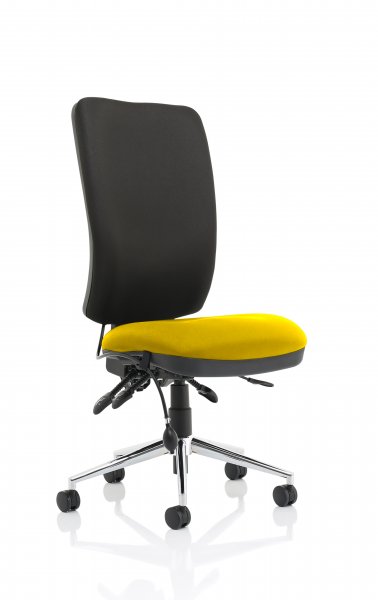 Operator Chair | High Back | No Arms | Castors | Senna Yellow Seat | Black Back | Chiro