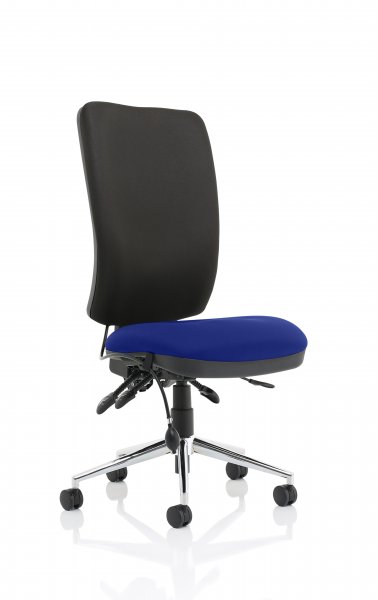 Operator Chair | High Back | No Arms | Castors | Stevia Blue Seat | Black Back | Chiro