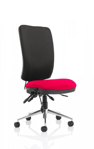 Operator Chair | High Back | No Arms | Castors | Tabasco Orange Seat | Black Back | Chiro