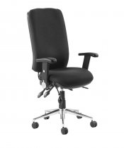 Operator Chair | High Back | Folding Height Adjustable Arms | Castors | Black | Chiro