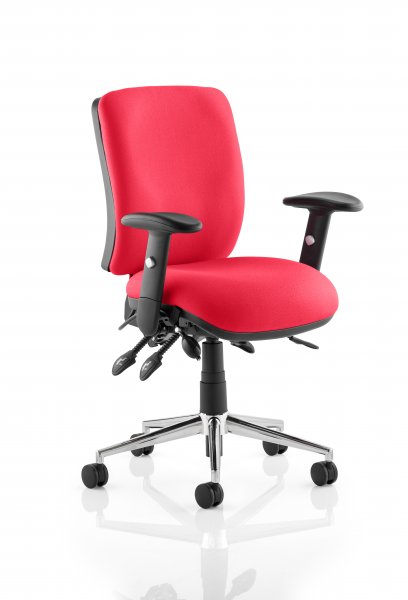 Operator Chair | Medium Back | Height Adjustable Arms | Castors | Bergamot Cherry Red | Chiro