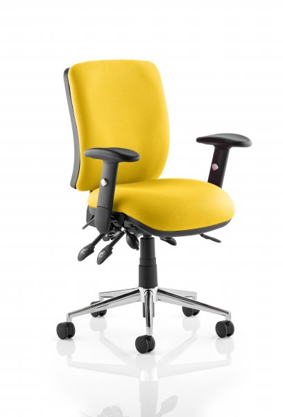 Operator Chair | Medium Back | Height Adjustable Arms | Castors | Senna Yellow | Chiro