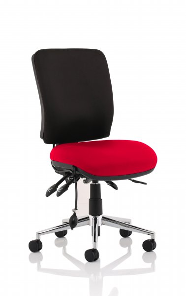 Operator Chair | Medium Back | No Arms | Castors | Bergamot Cherry Red Seat | Black Back | Chiro